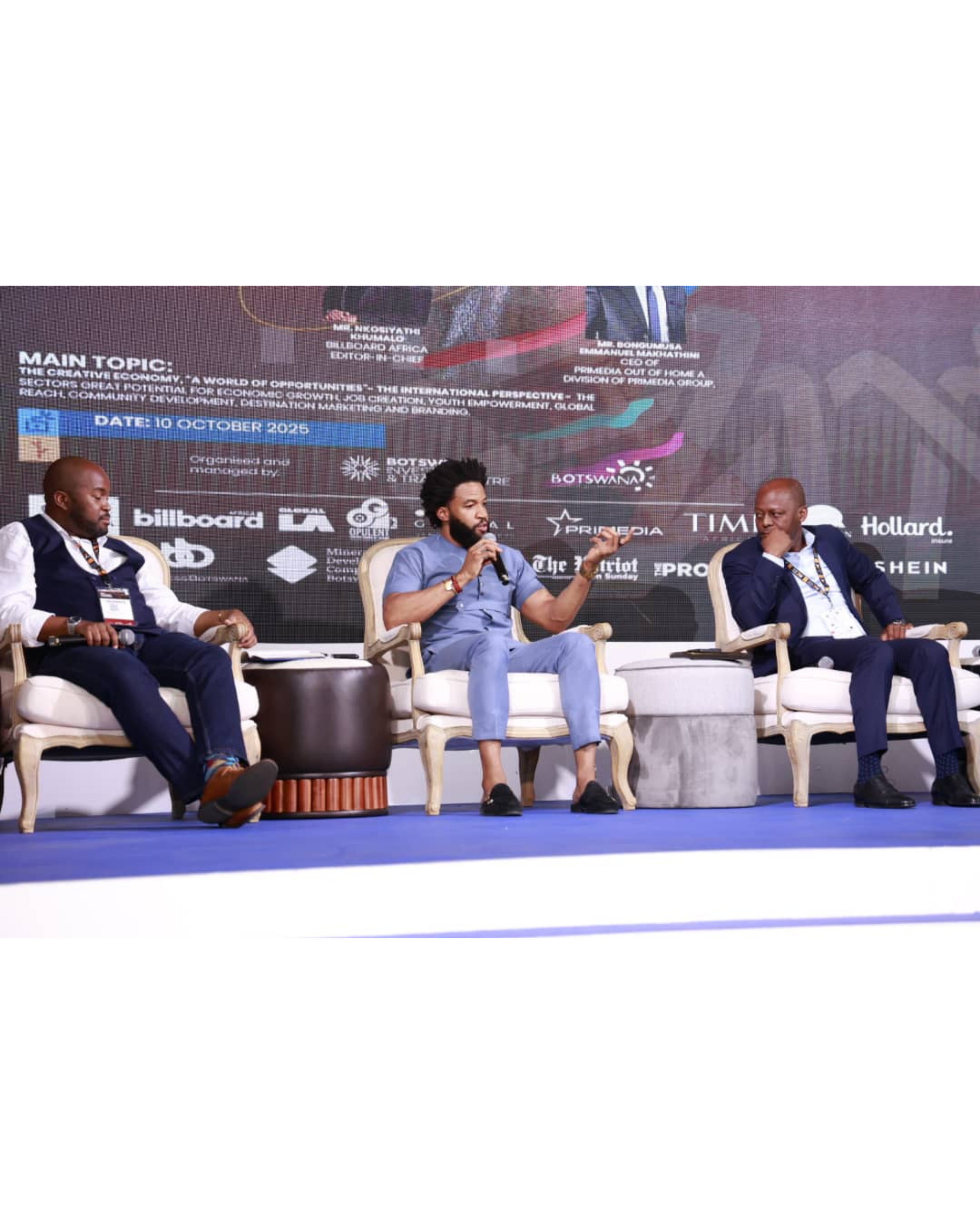 Denim Richards on the Botswana Creative Economy panel with Billboard Africa and Primedia