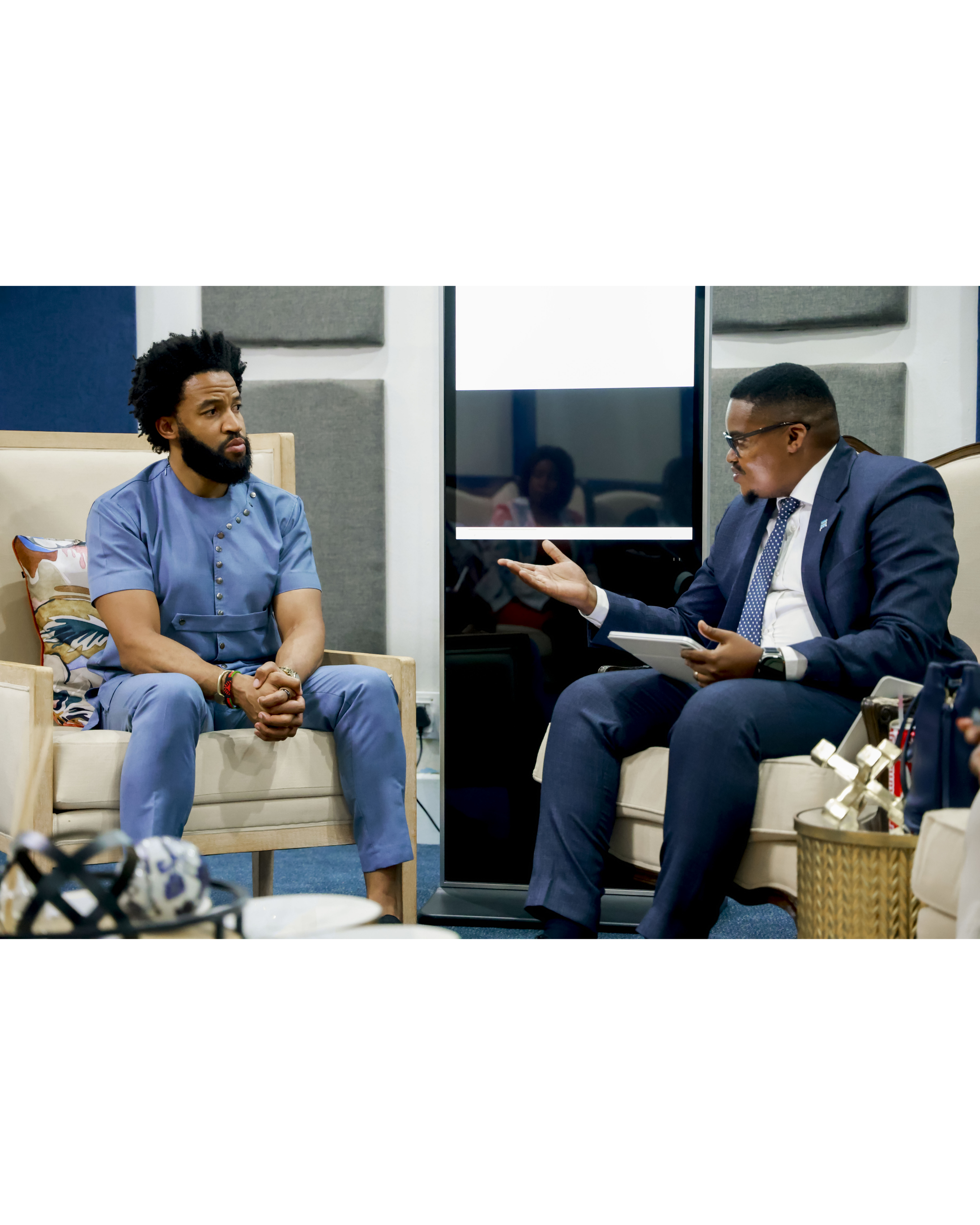 Denim Richards with Minister Jacob Kelebeng, Botswana